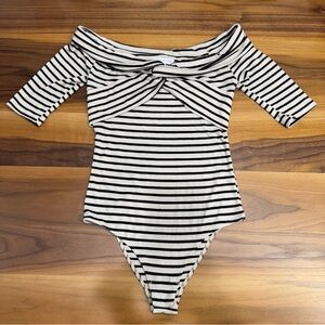 Socialite Off-Shoulder Striped Bodysuit